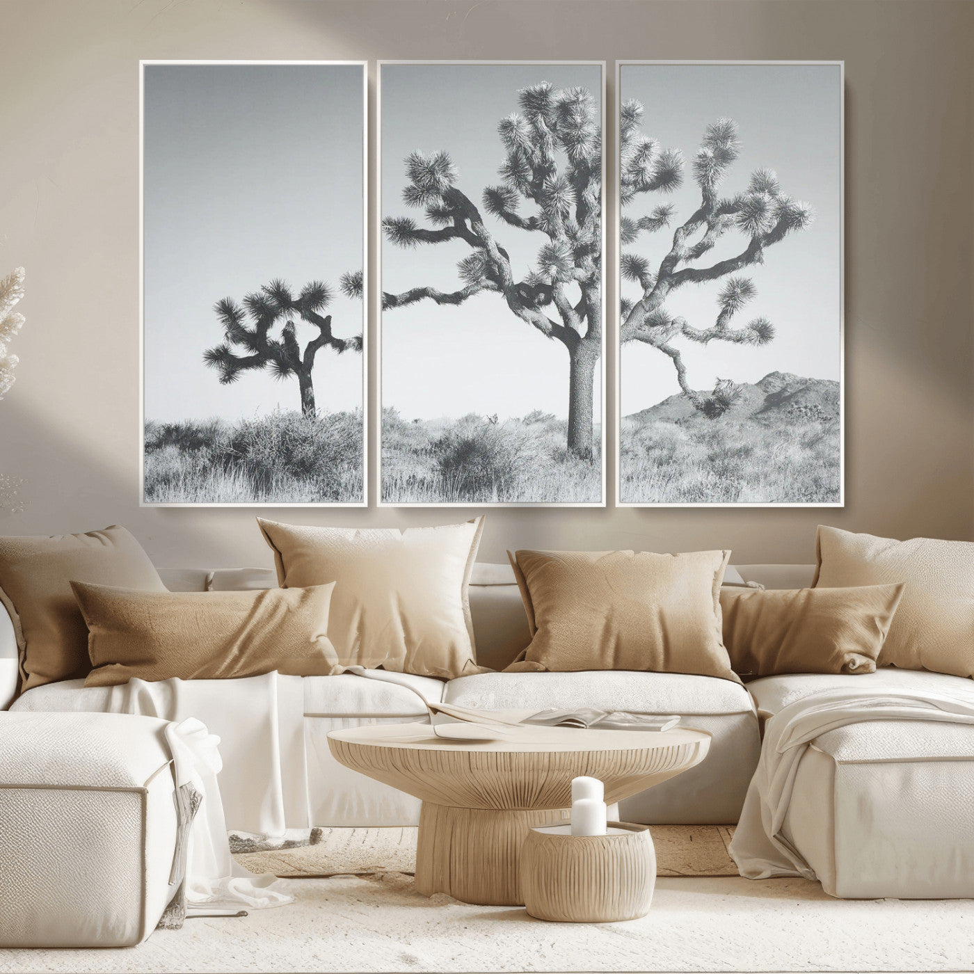 -Calm Earthy Aesthetic Wall Art Canvas Print, Framed Arid Terrain Decor Art Picture Print, Joshua Tree Perfect Rustic Minimalist Decor Artwork