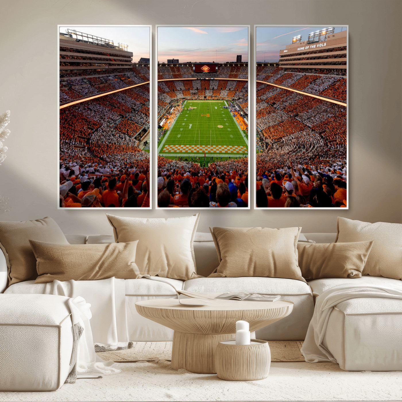 37160229-MGV-CV-48X32-3P-Tennessee Neyland Stadium Wall Art, Sports Arena Canvas Print, Panoramic Stadium Canvas Artwork for Home, Office