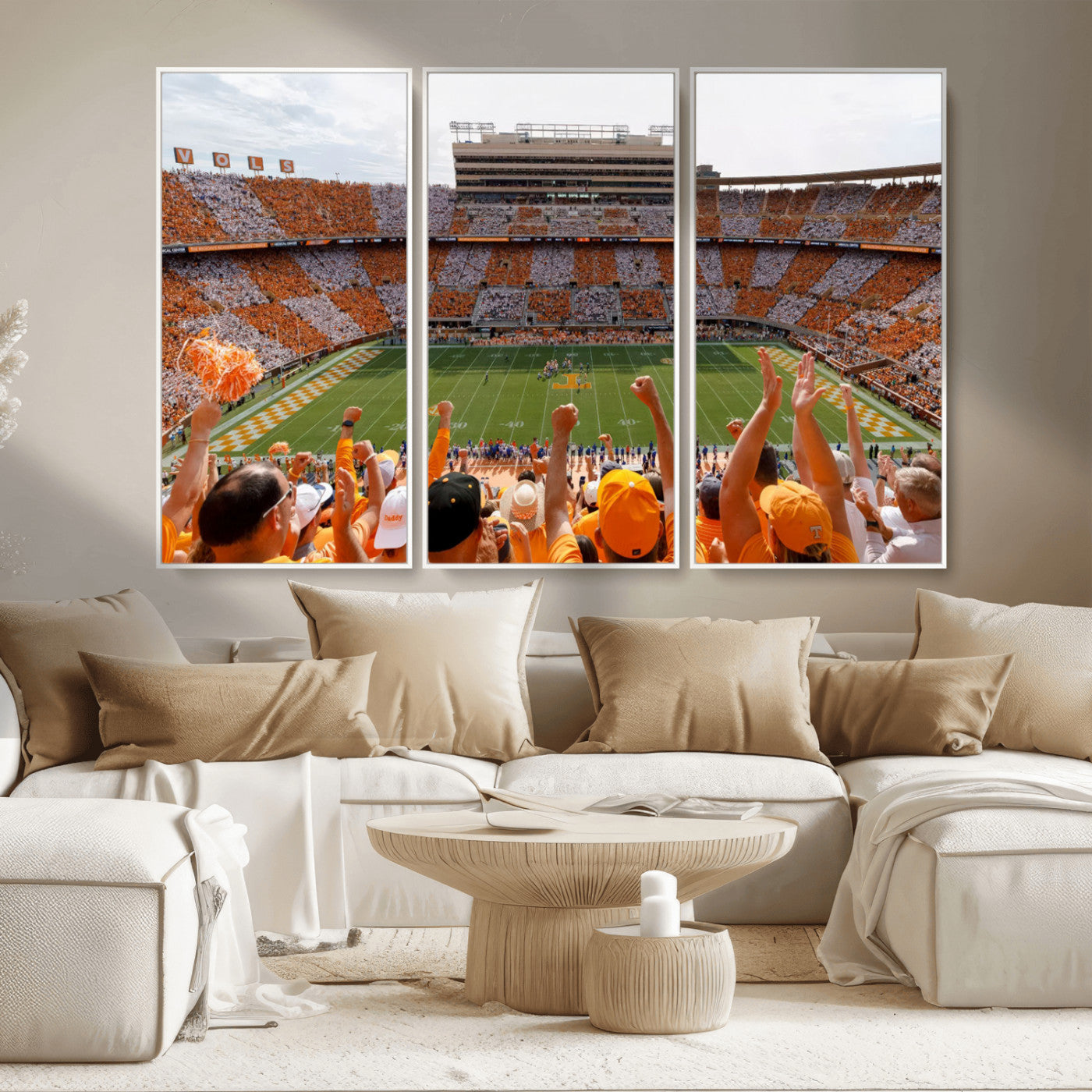 76011417-MGV-FC-48X32-3P - Tennessee Neyland Stadium Wall Art, Sports Arena Canvas Print, Panoramic Stadium Artwork for Home, Office