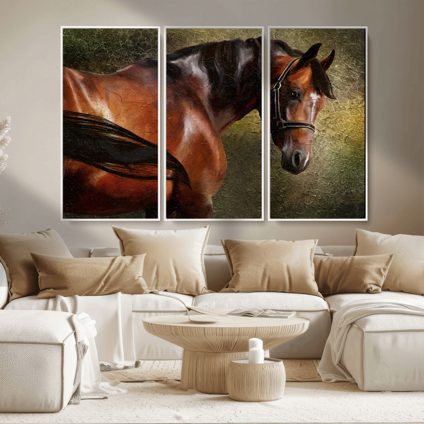 76810-MGV-CV-36X24-Majestic Brown Horse Wall Art Canvas Print – Framed Equestrian Artwork with Elegant Stallion Artwork for Home or Office Decor