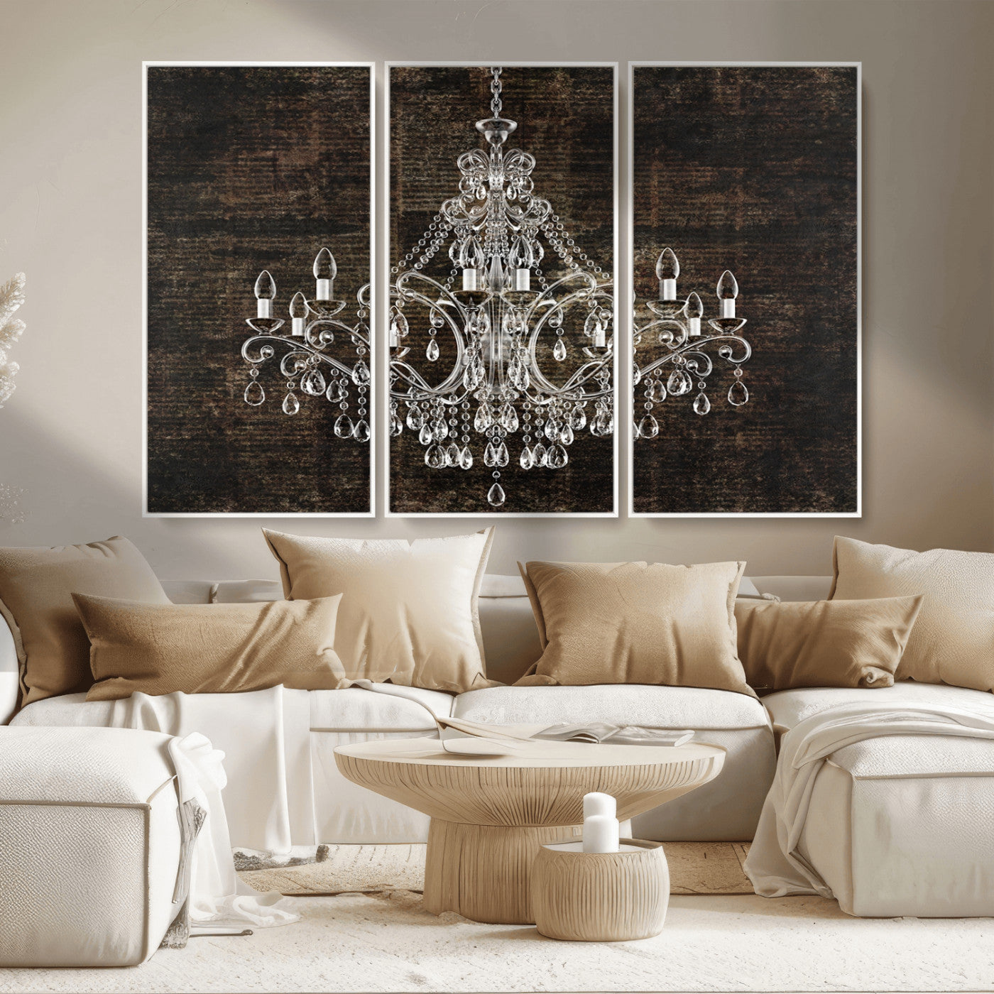 69434-MGV-FC-48X32-3P_White-Rustic Chandelier Canvas Print