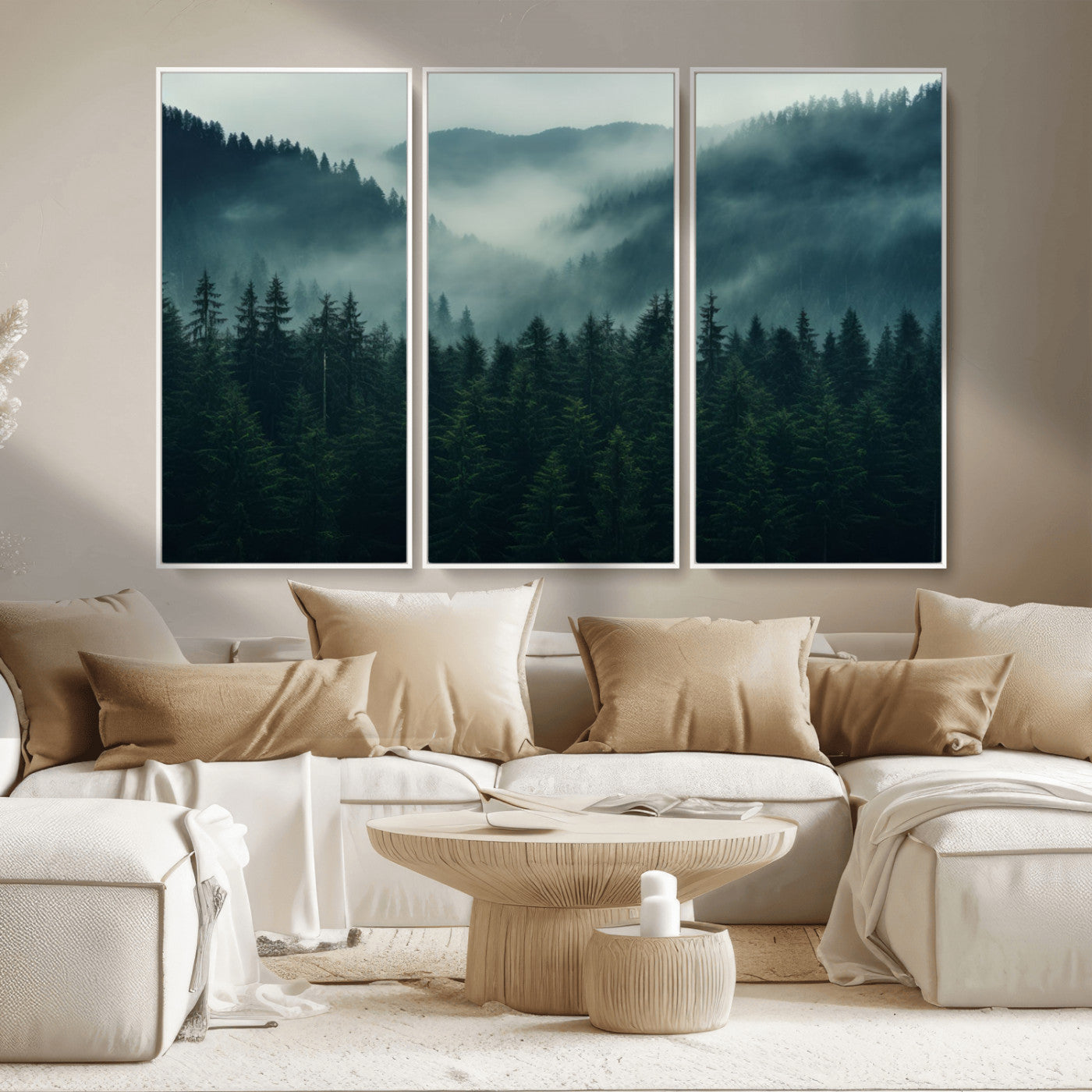 -Captivating Misty Forest Wall Art Premium Canvas Print, Foggy and Serene Atmosphere Wall Art Canvas