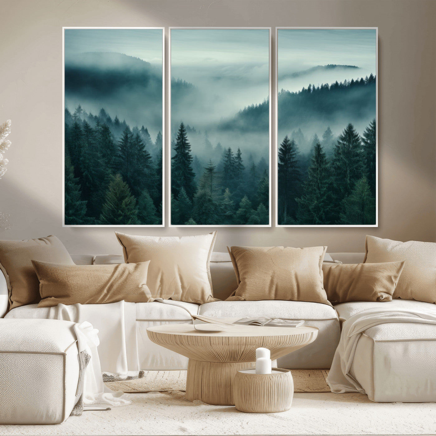 -Captivating Misty Foggy Forest Wall Art Premium Canvas Print