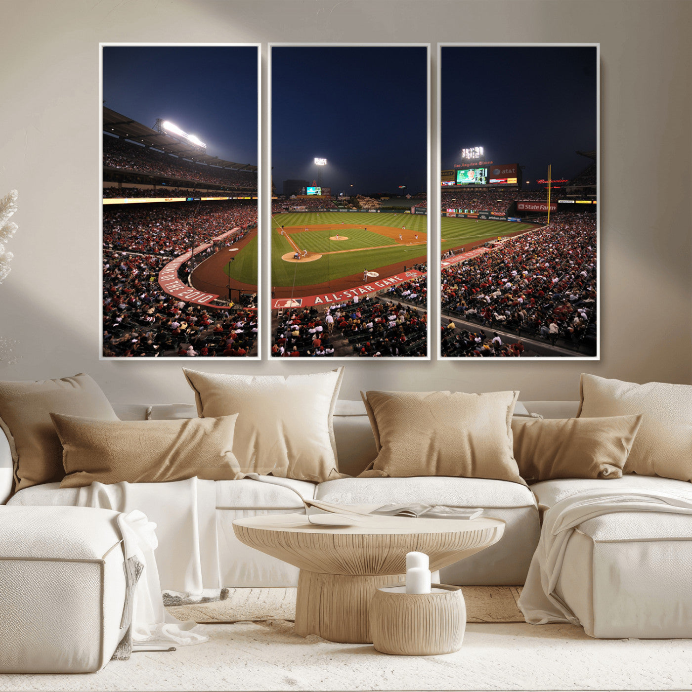 88896-MGV-FC-48X32-3P_White-Los Angeles Angels Baseball Team Print - Anaheim Angel Stadium Wall Art Canvas Print