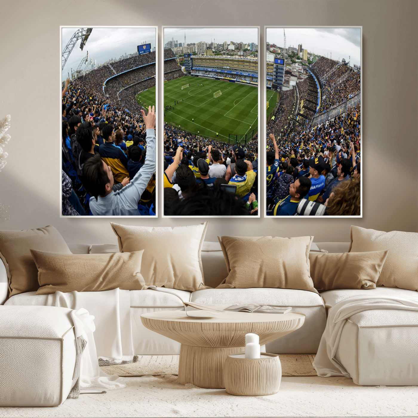 23173-MGV-FC-48X32-3P_White-Boca Juniors Soccer Team Print - Buenos Aires Bombonera Stadium Wall Art Canvas Print