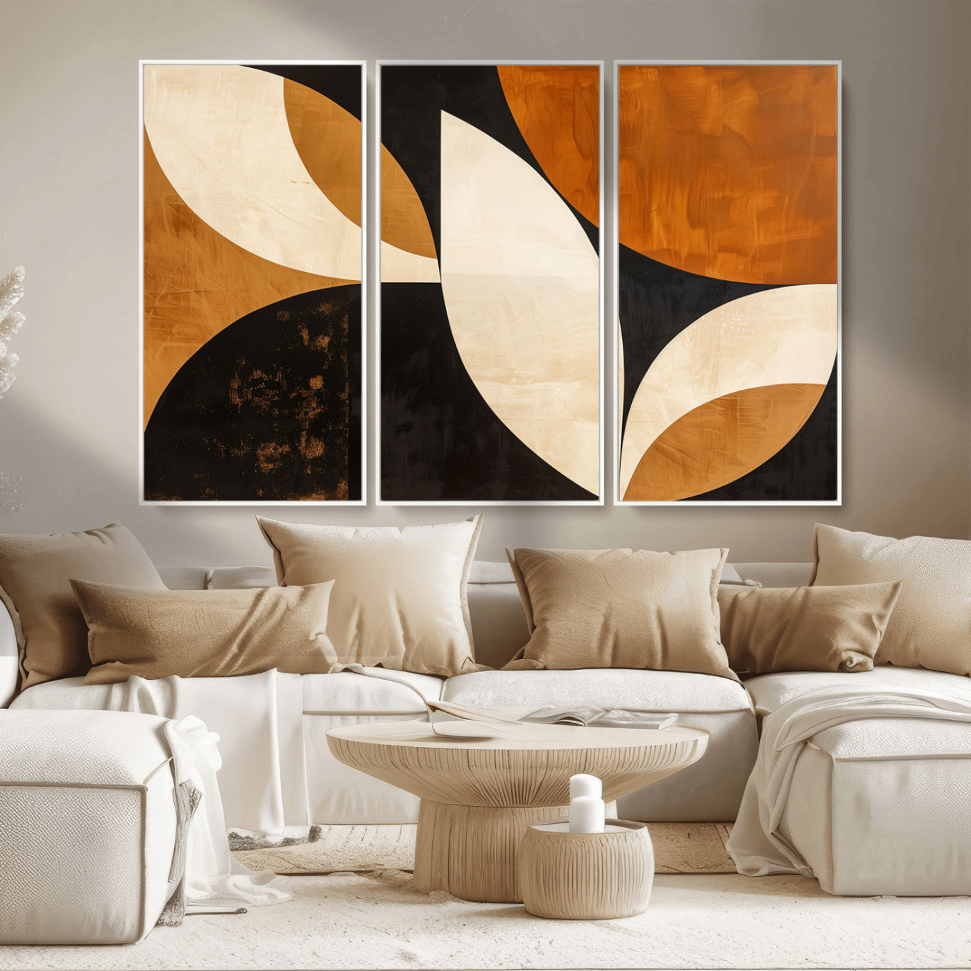 21251-MGV-CV-36X24-Geometric Abstract Wall Art Canvas Print, Mid Century Modern Wall Art Print