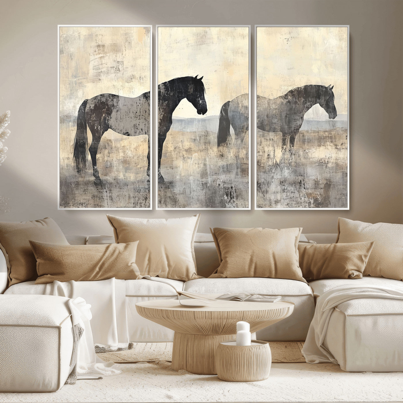 -Vintage Horses Wall Art Canvas Print