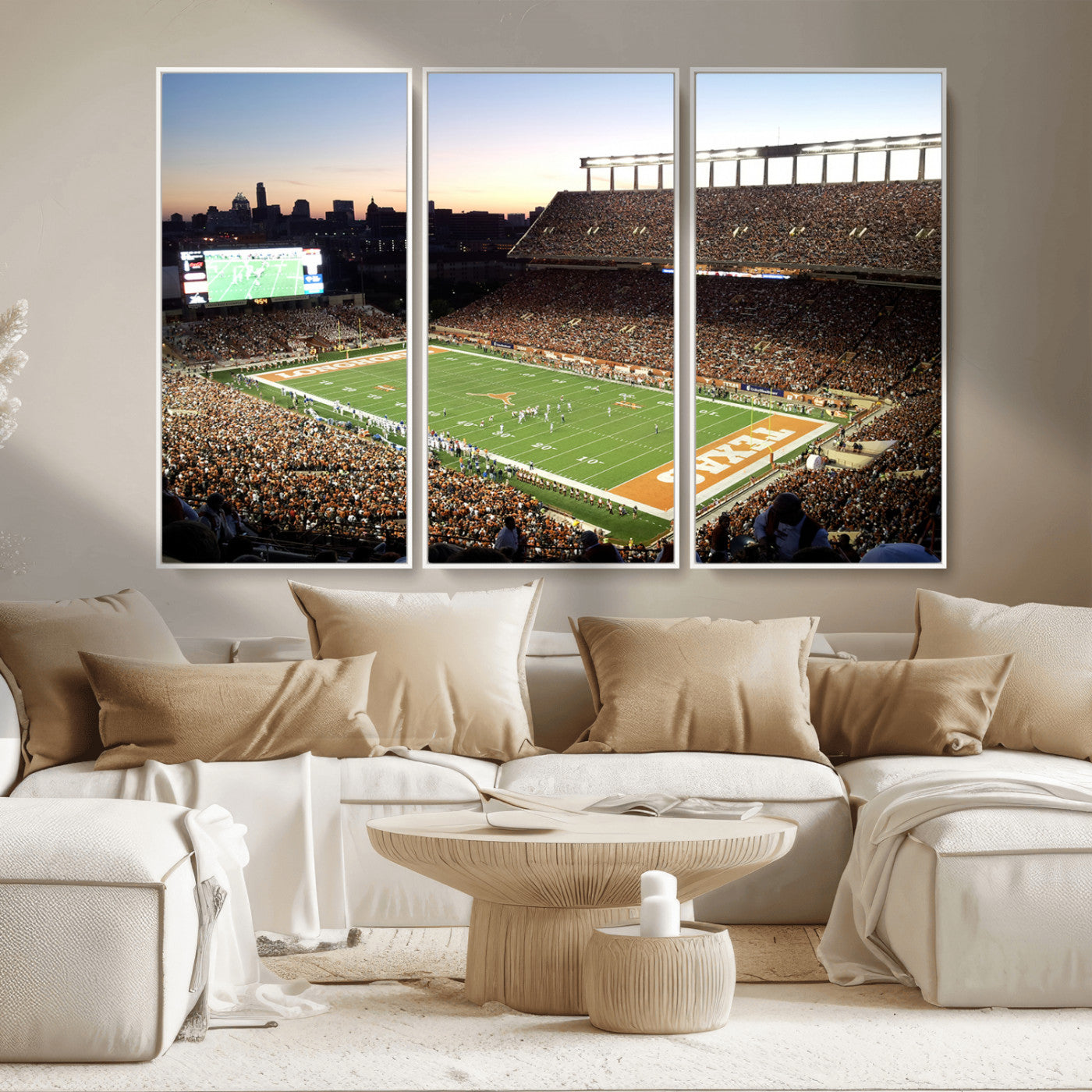 11455-MGV-FC-48X32-3P_White-Darrell K Royal-Texas Memorial Stadium Canvas Wall Art - Texas Longhorns Football Match