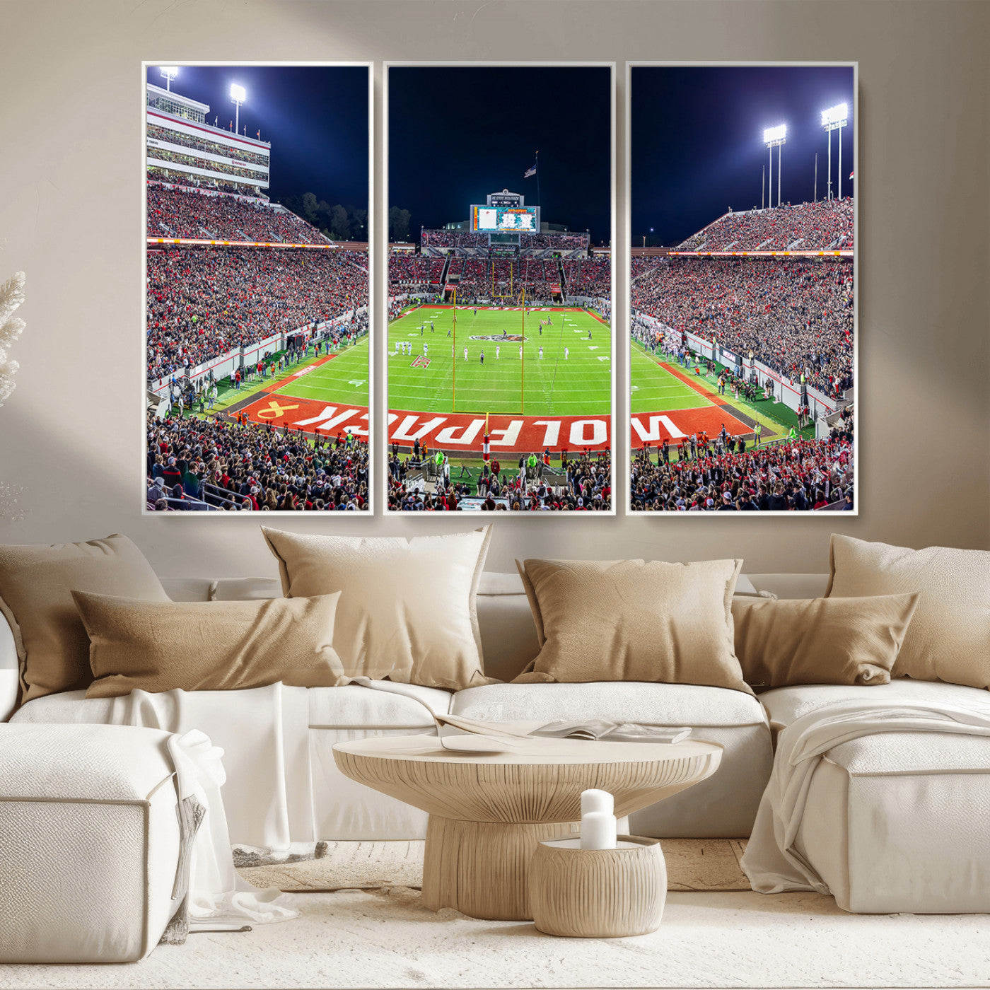 80943-MGV-CV-36X24-Wolfpack Football Team Print - Raleigh Carter-Finley Stadium Wall Art Canvas Print