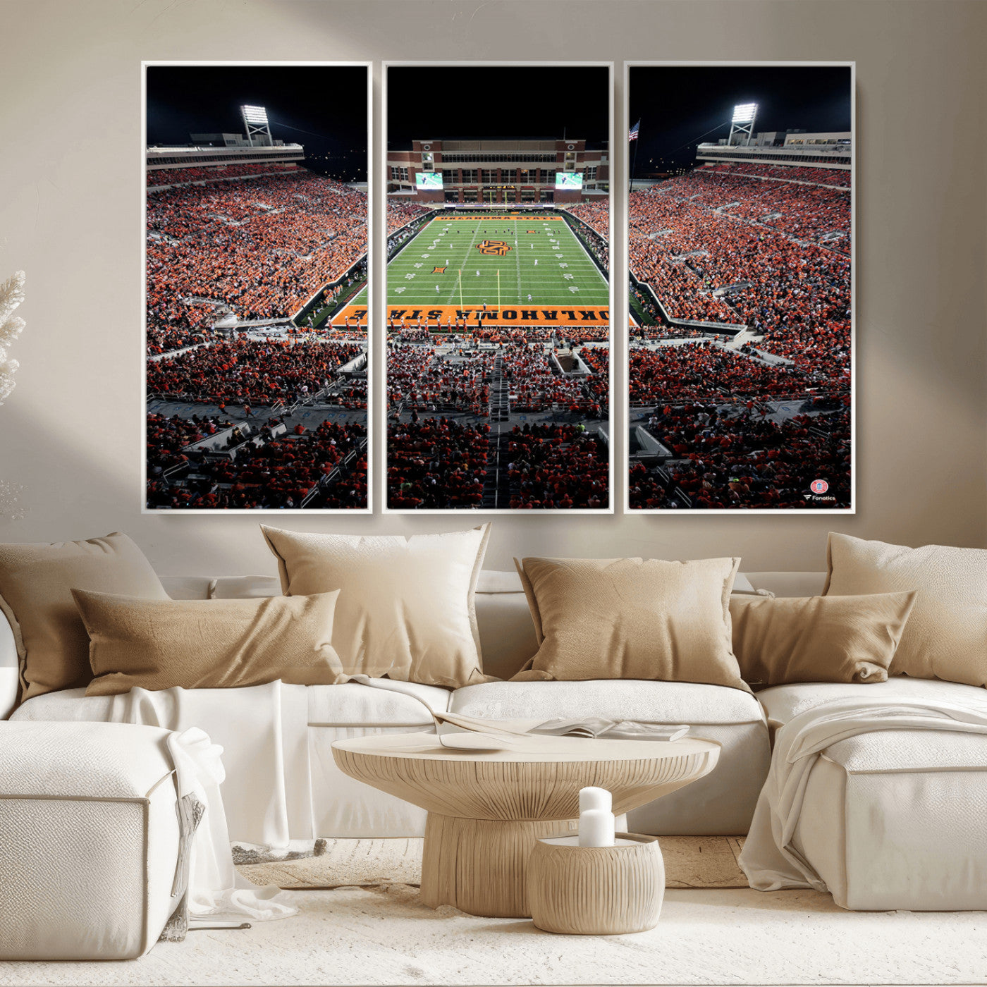 81675-MGV-CV-36X24-Boone Pickens Stadium Wall Art Oklahoma State Cowboys Print Framed Sports Canvas Art for Home, Office, Living Room