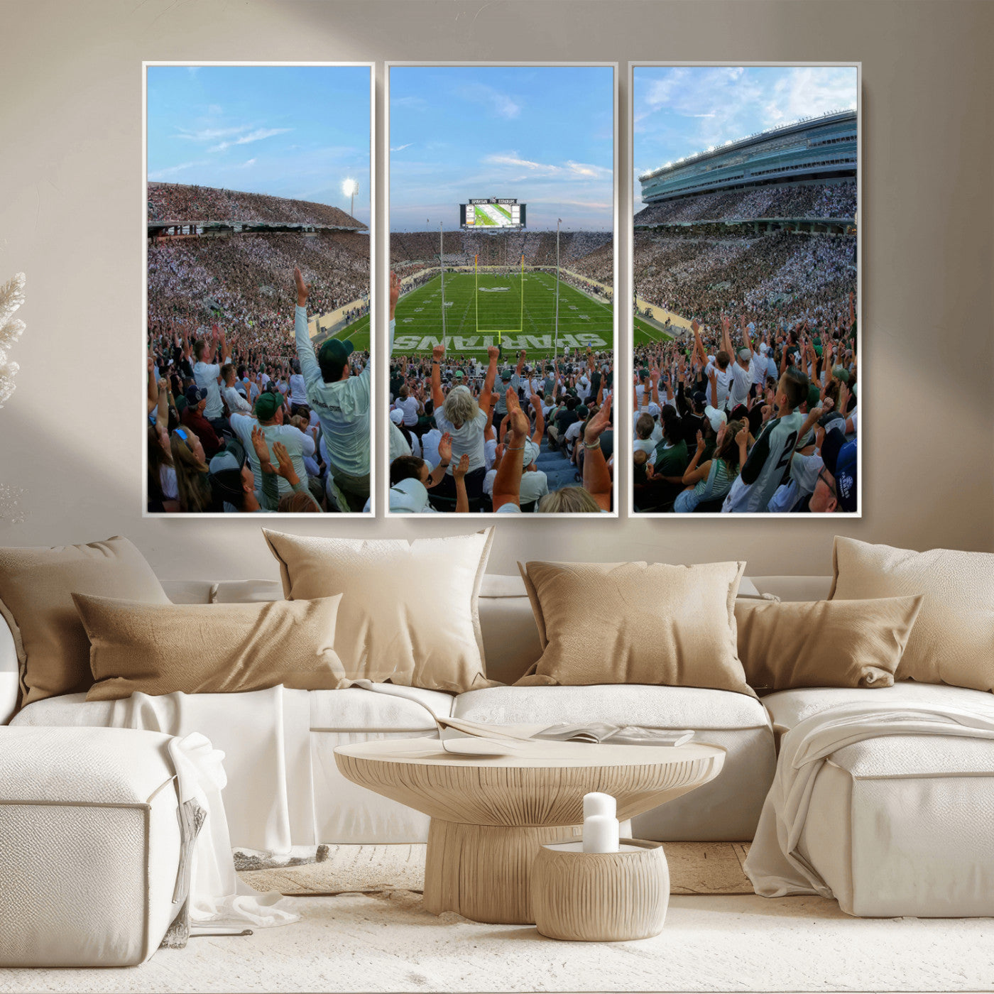 -Michigan State Spartans Football Team Art Print - East Lansing Spartan Stadium Wall Art Canvas Print