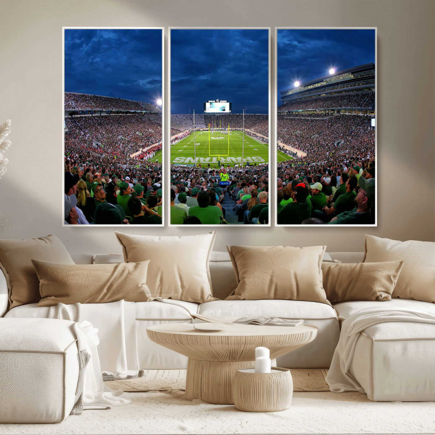 -Michigan State Spartans Football Team Print - East Lansing Spartan Stadium Wall Art Canvas Print