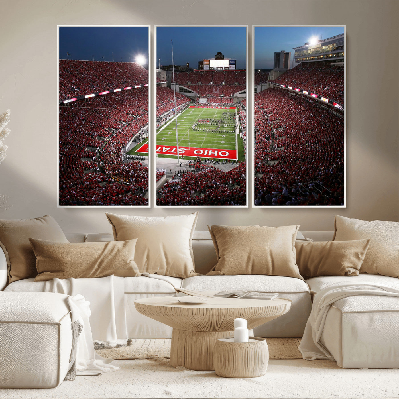 -Ohio State University Buckeyes Football Team Print - Columbus Ohio Stadium Wall Art Canvas Print