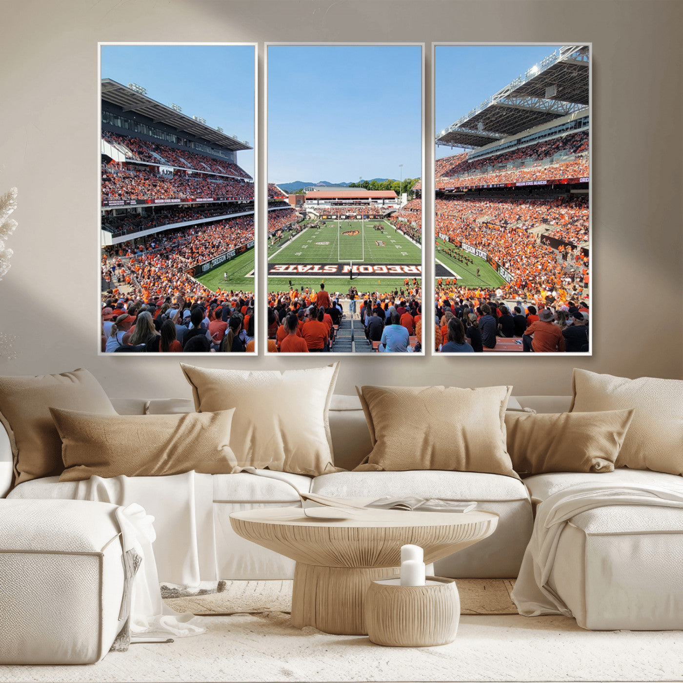 35211-MGV-CV-36X24-Oregon State Beavers Football Team Print - Corvallis Reser Stadium Wall Art Canvas Print