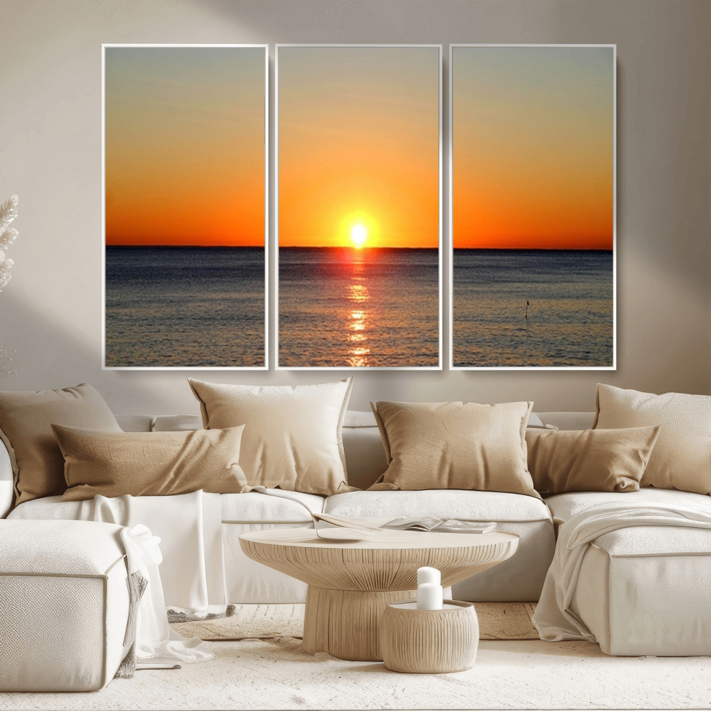54676-MGV-CV-36X24-Golden Horizon Sunset Over Ocean Wall Art Canvas Print – Tropical Beach Canvas Wall Art – Giclee