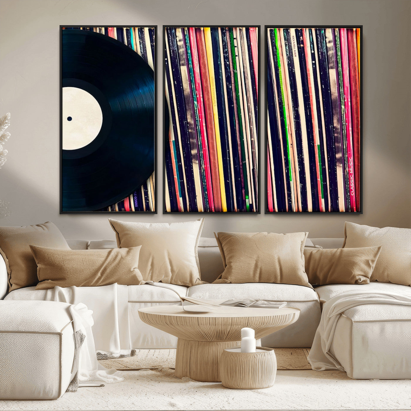 -Vinyl Record and Album Collection Canvas Wall Art - Retro Music Decor, Vintage Vinyl, Vinyl Record