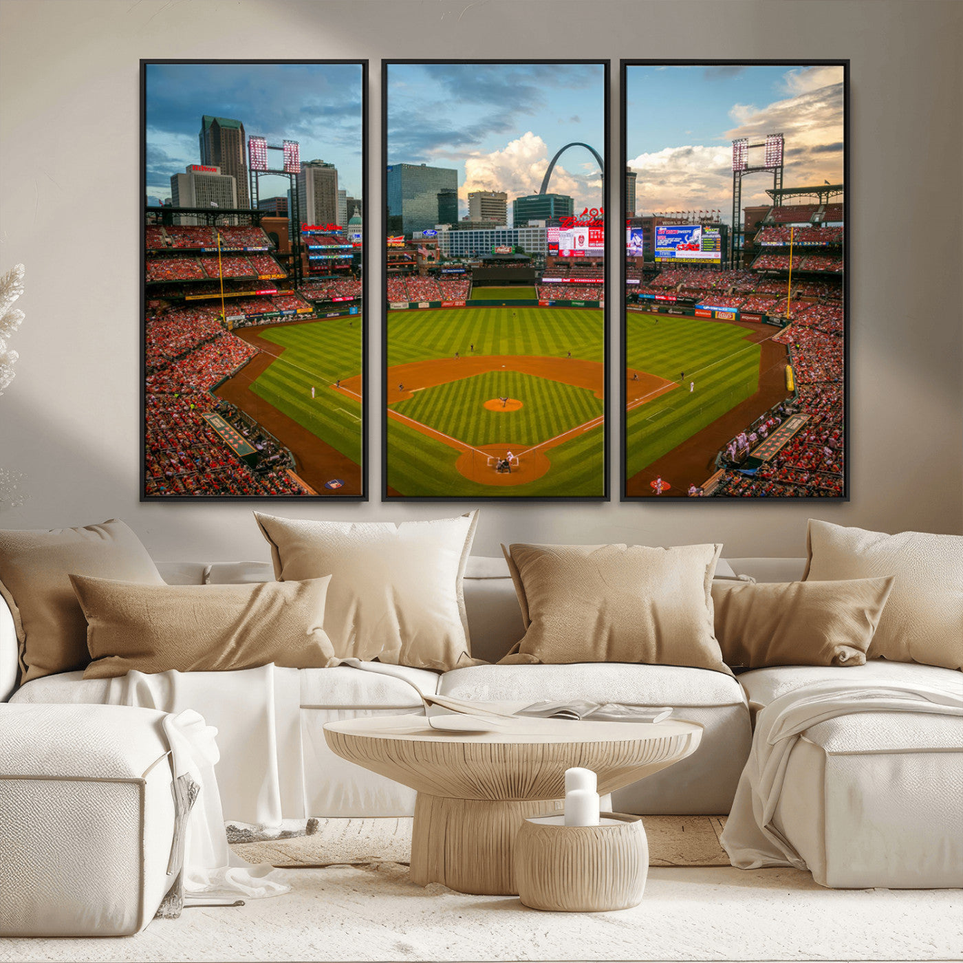 91908-MGV-FC-48X32-3P_Black-Busch Stadium Wall Art Print | St. Louis Cardinals Baseball Stadium Canvas Print | Framed Sports