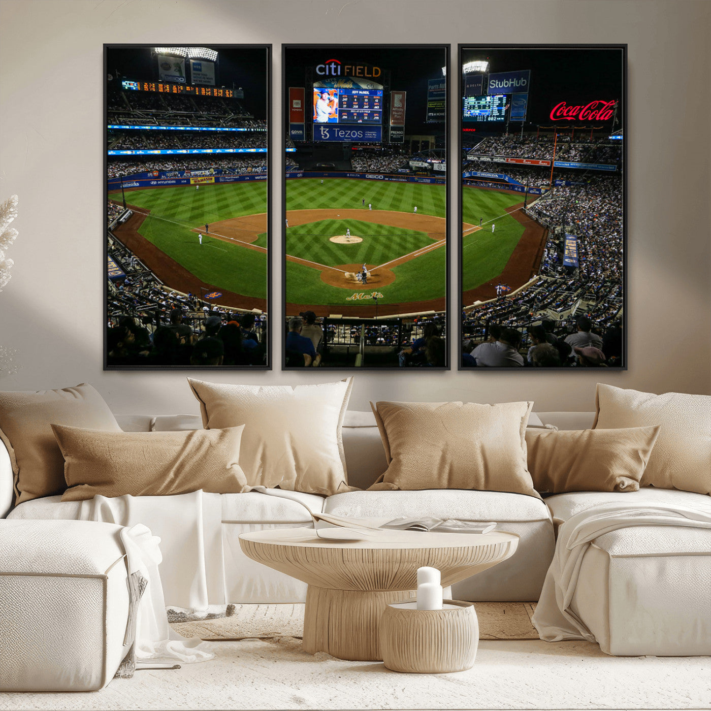 25148-MGV-FC-48X32-3P_Black-Los Angeles Dodgers Baseball Team Print - California Dodger Stadium Wall Art Canvas Print