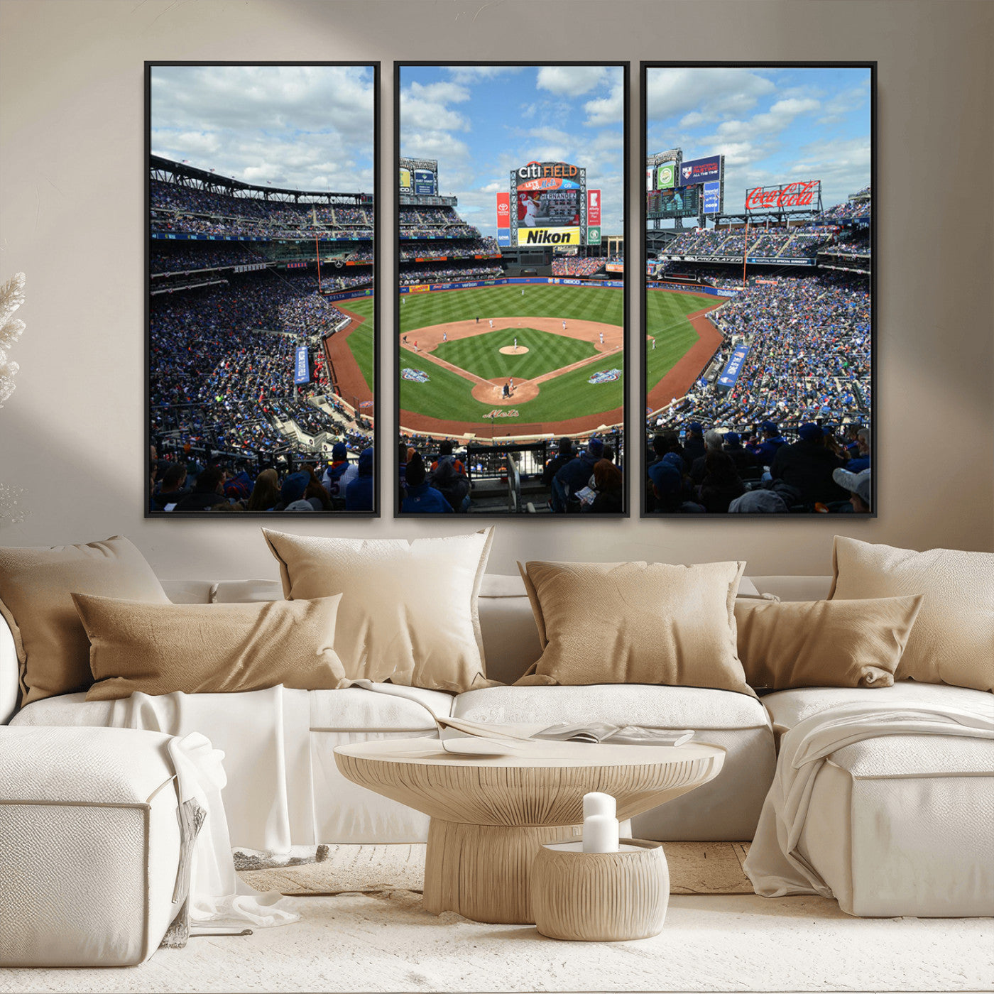 22910-MGV-FC-48X32-3P_Black-New York Mets Baseball Team Print - Citi Field Stadium Wall Art Canvas Print