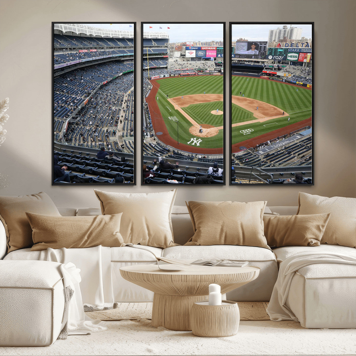 45784-MGV-FC-48X32-3P_Black-New York Yankees Baseball Team Print - Yankee Stadium Wall Art Canvas Print