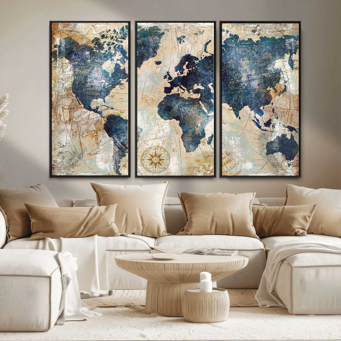 84561-MGV-CV-36X24-Push Pin World Map Canvas Print – Framed Wall Art for Couples, Travel Tracker Map, Anniversary Gift for Home Decor