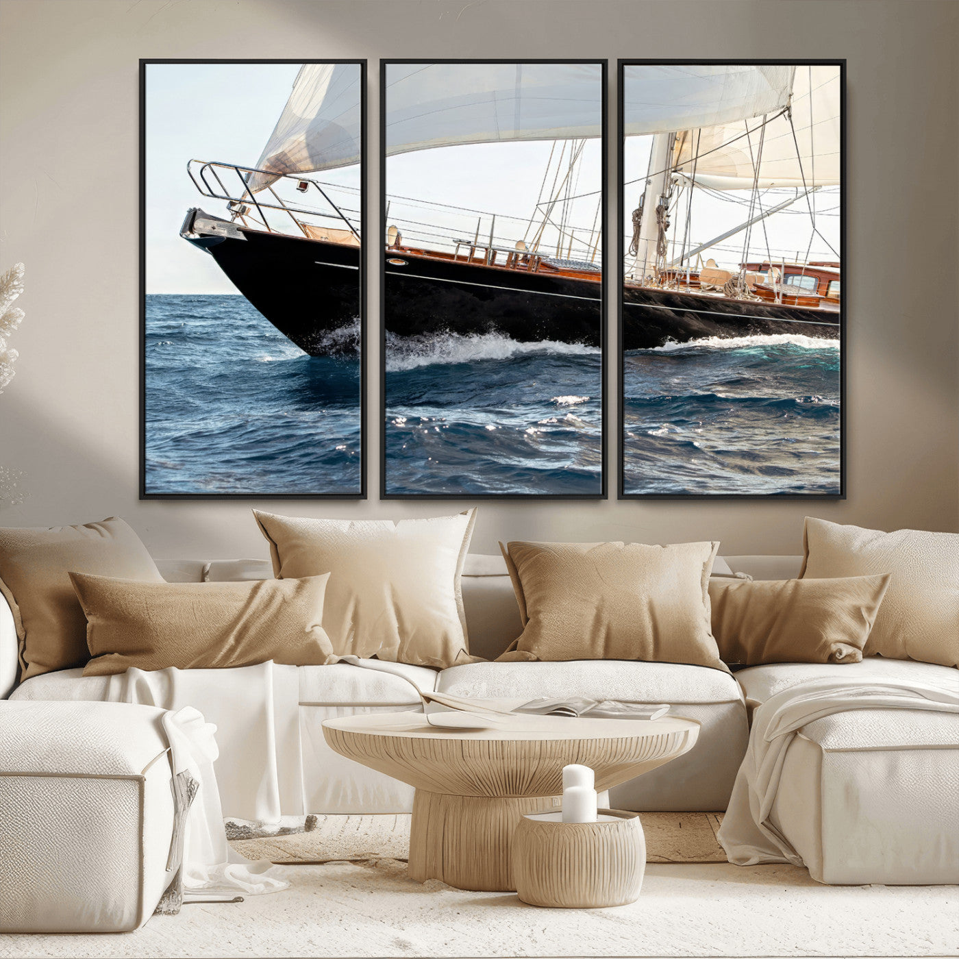 97168626-MGV-CV-36X24 - Boat Yacht Wall Art – Ocean Waves & Sailing Adventure Canvas Print, Nautical Elegance & Marine Journey for Living Room or Luxury Decor