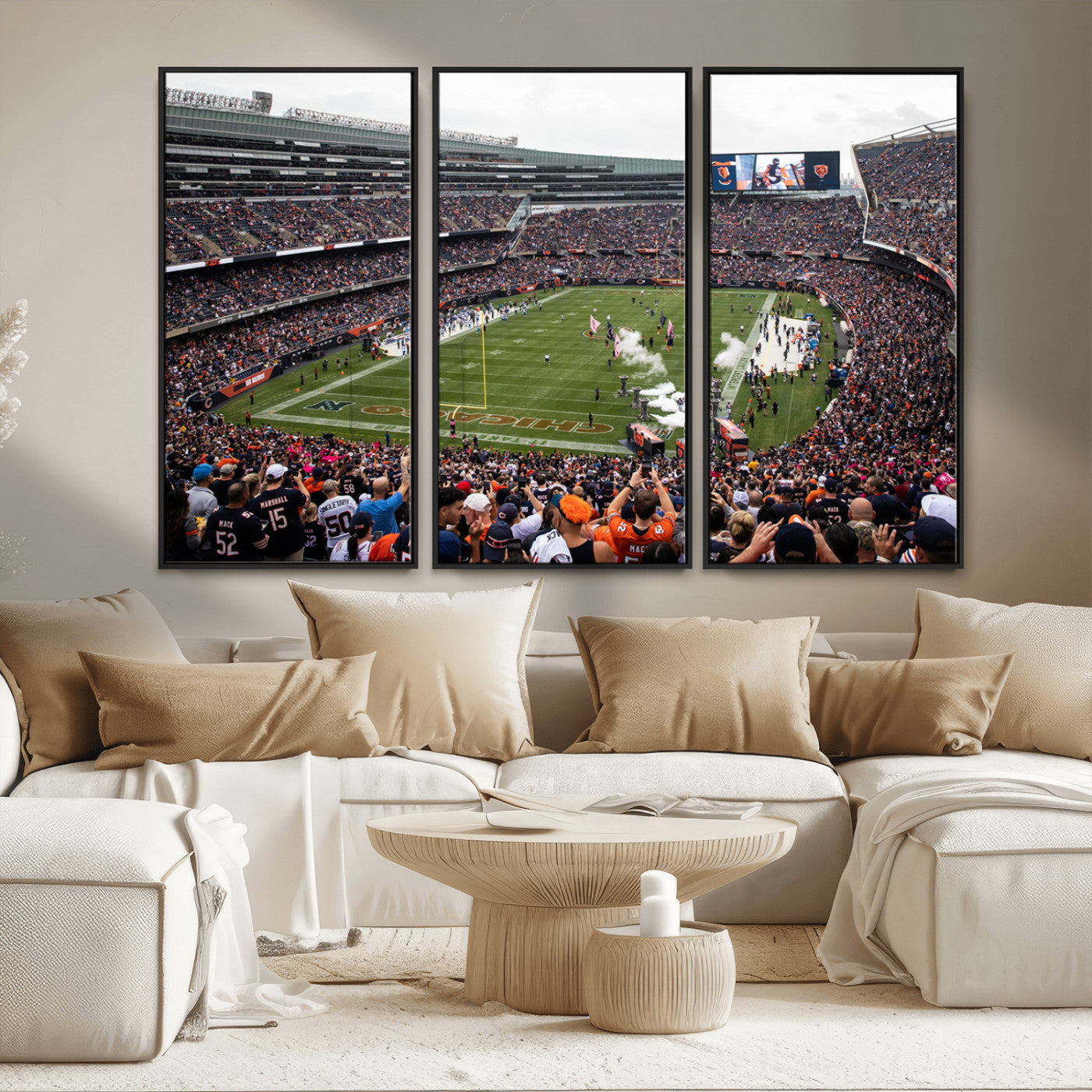 18347149-MGV-FC-48X32-3P_Black-Chicago Bears Soldier Field Wall Art Canvas Print – Framed Football Stadium Artwork Team Spirit for home, office