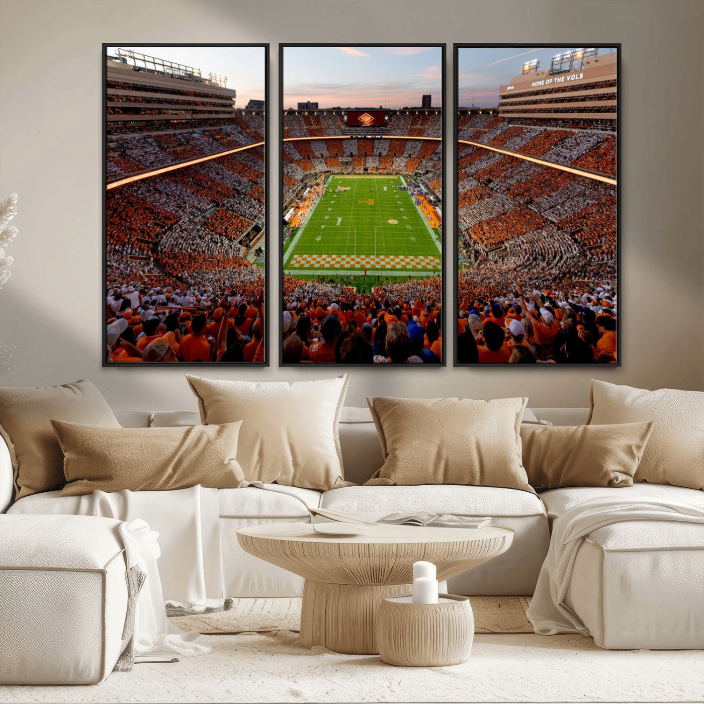 37160229-MGV-CV-48X32-3P-Tennessee Neyland Stadium Wall Art, Sports Arena Canvas Print, Panoramic Stadium Canvas Artwork for Home, Office