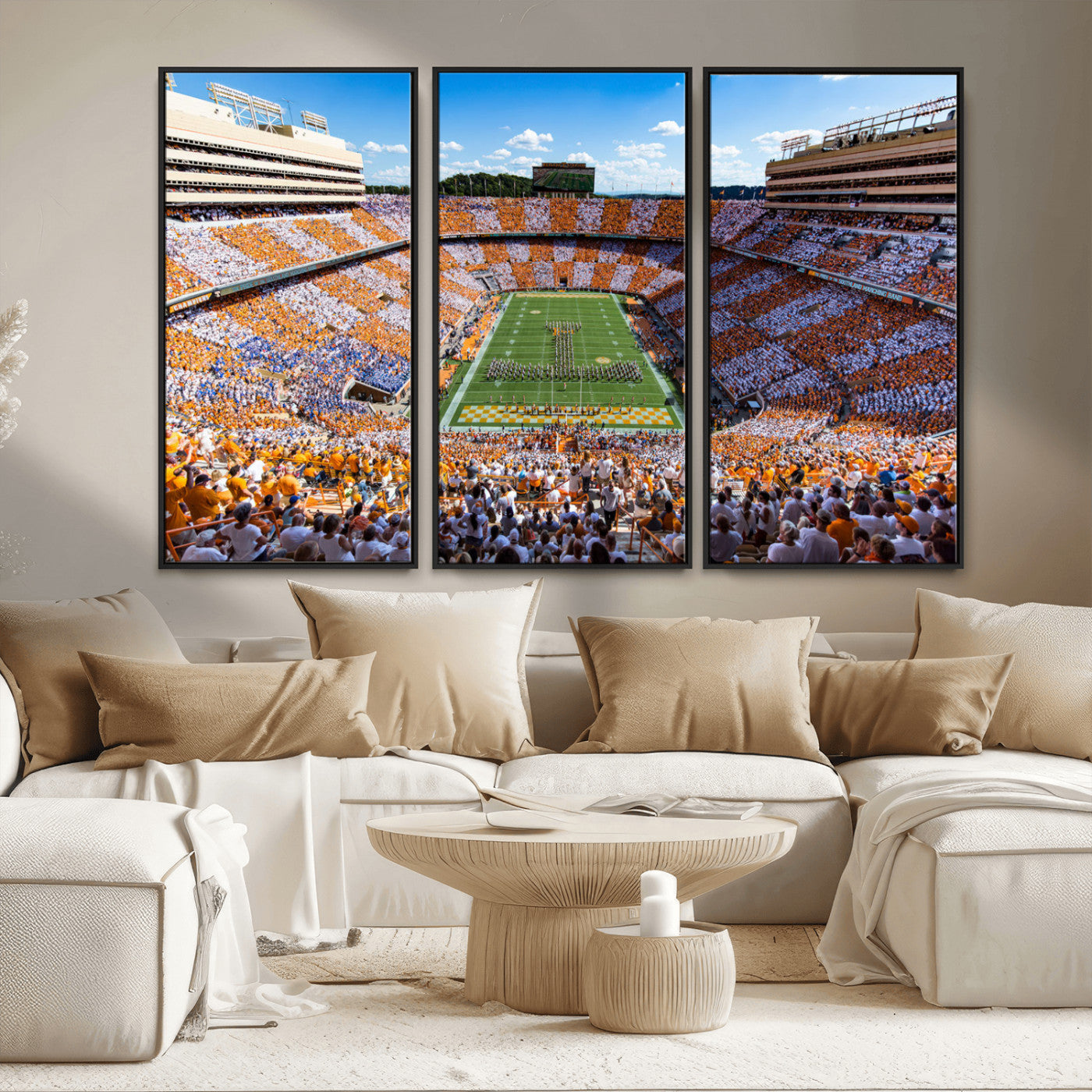 64238859-MGV-CV-48X32-3P-Tennessee Neyland Stadium Wall Art, Sports Arena Canvas Print, Panoramic Stadium Artwork for Home, Office