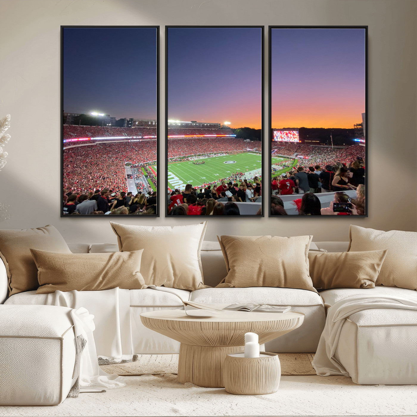 25139565-MGV-CV-48X32-3P-Dooley Stadium Wall Art Print, Sports Arena Canvas Wall Art, Dooley Field at Sanford Stadium Canvas Print, Modern Athletic Field Art Printing