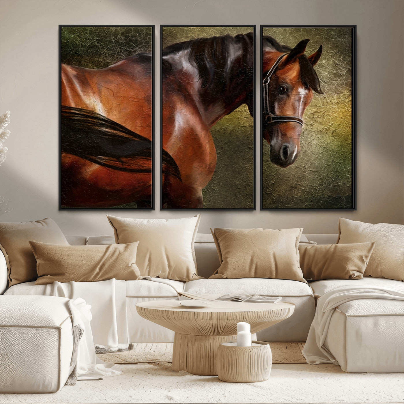 76810-MGV-CV-36X24-Majestic Brown Horse Wall Art Canvas Print – Framed Equestrian Artwork with Elegant Stallion Artwork for Home or Office Decor