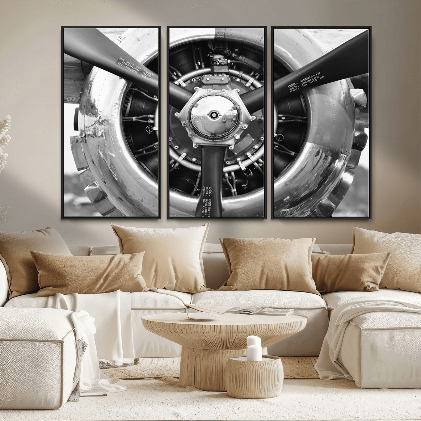 28132-MGV-FC-48X32-3P_Black-Vintage Airplane Wall Art Canvas Print