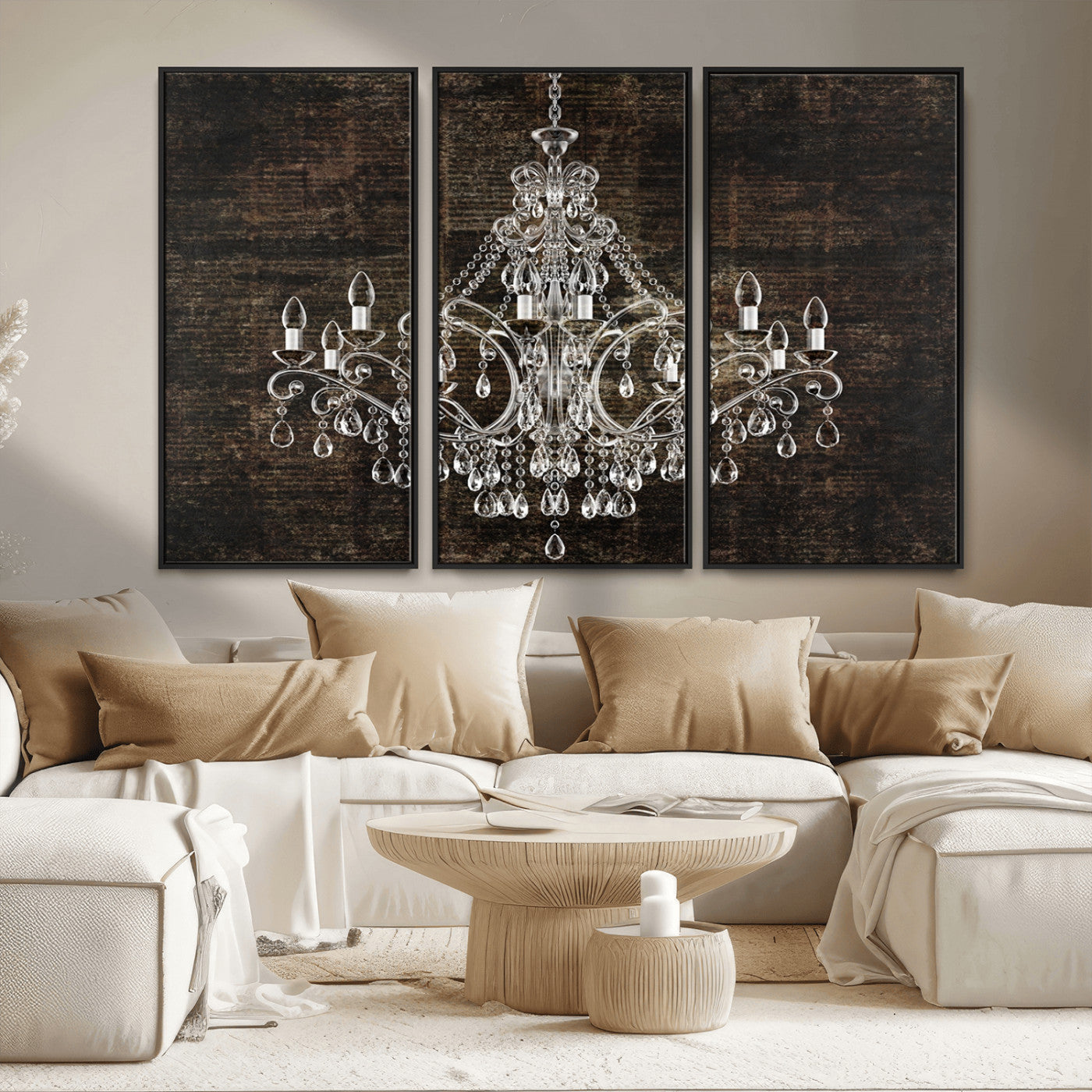 69434-MGV-FC-48X32-3P_Black-Rustic Chandelier Canvas Print