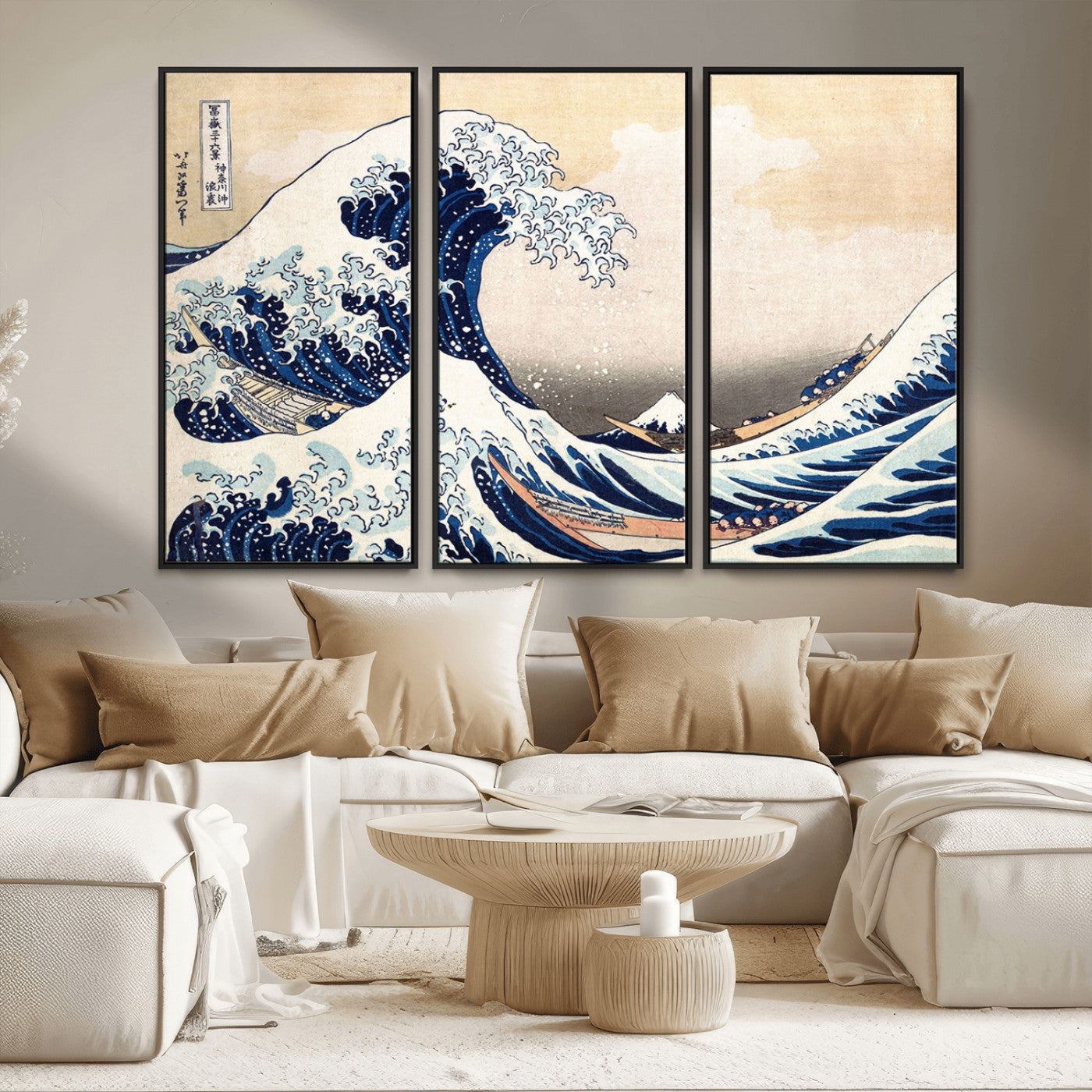 35635-MGV-FC-48X32-3P_Black-Wall Art Kanagawa Canvas Artwork Abstract Print