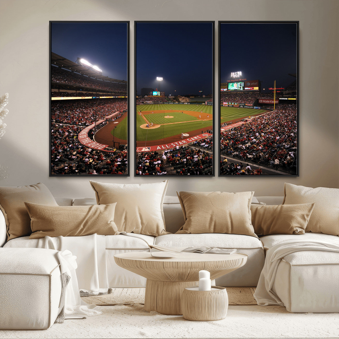 88896-MGV-FC-48X32-3P_Black-Los Angeles Angels Baseball Team Print - Anaheim Angel Stadium Wall Art Canvas Print