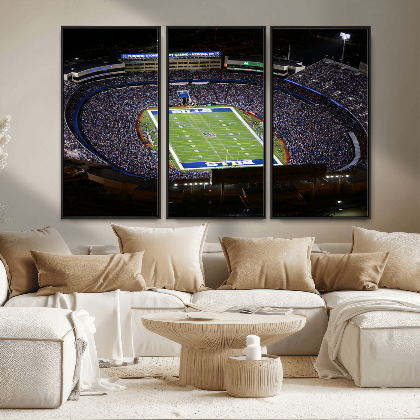 19030-MGV-FC-48X32-3P_Black-Buffalo Bills NFL Football Team Print - Highmark Stadium Wall Art Canvas Print