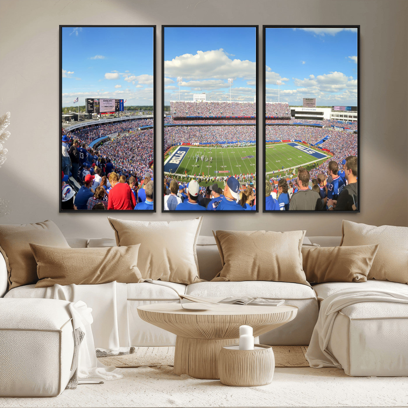 35302-MGV-FC-48X32-3P_Black-Buffalo Bills NFL Football Team Print - Buffalo Highmark Stadium Wall Art Canvas Print