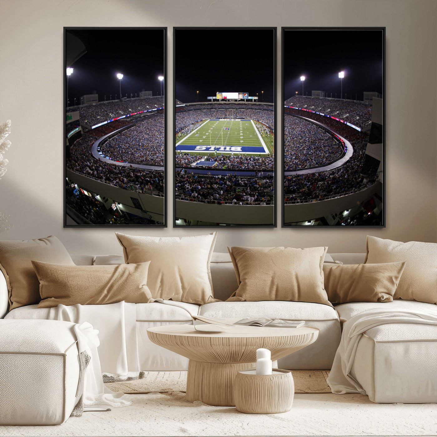 98546-MGV-FC-48X32-3P_Black-Buffalo Bills NFL Football Team Print - Buffalo Highmark Stadium Wall Art Canvas Print