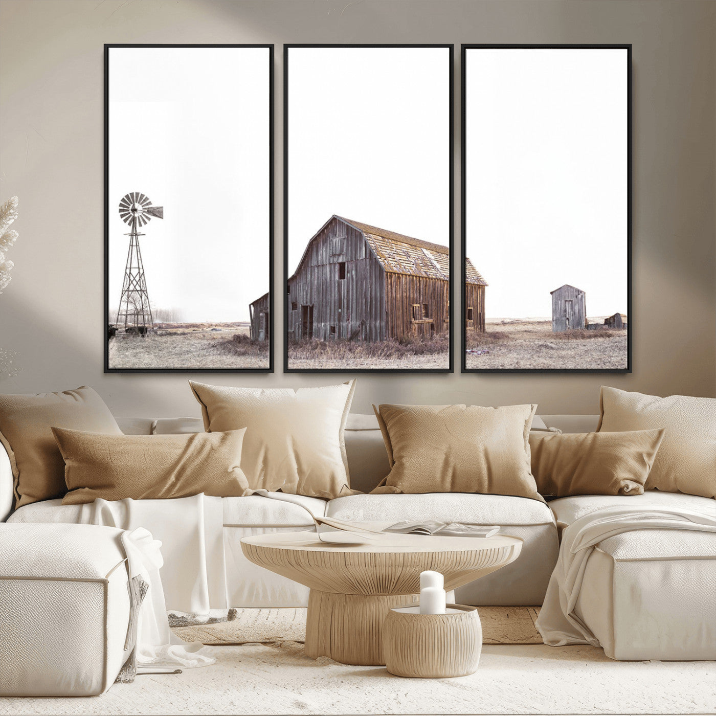 64560-MGV-CV-36X24-Farm Prints Set, Set of 6 Farmhouse Wall Art, Country House Decor