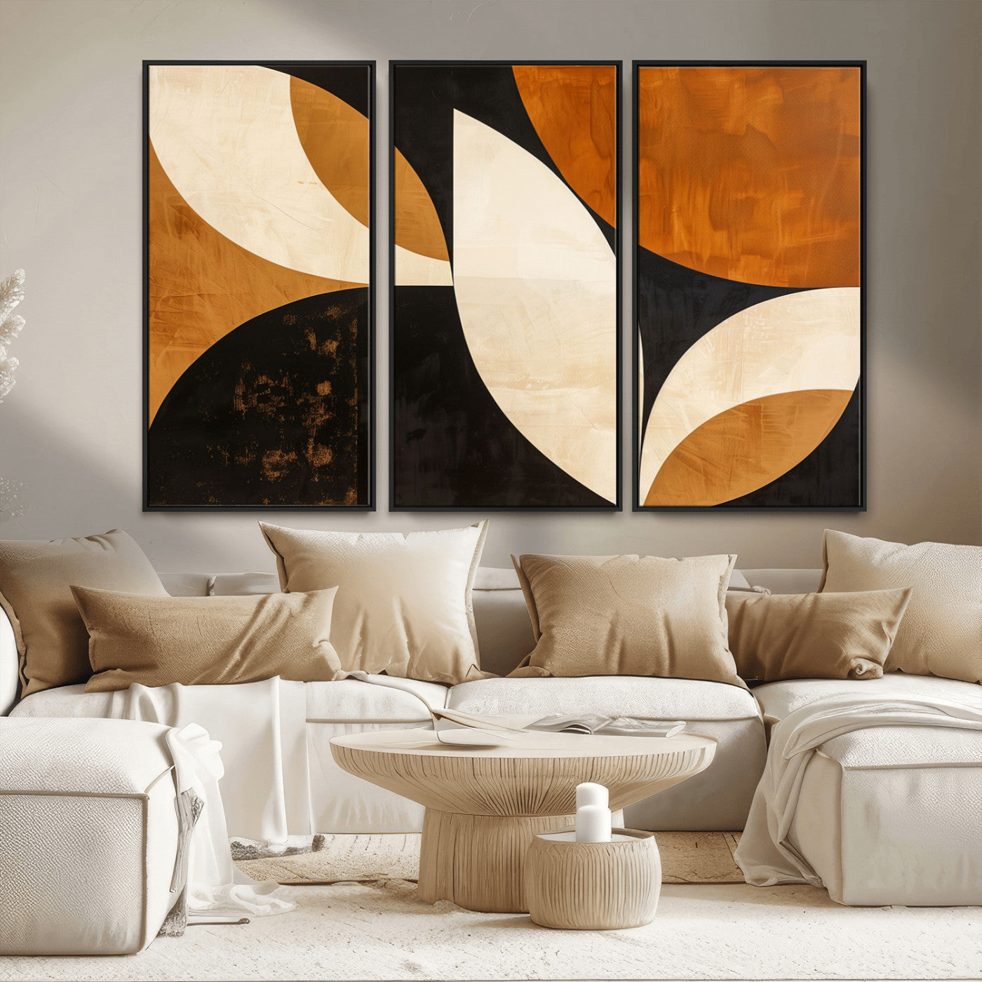 21251-MGV-CV-36X24-Geometric Abstract Wall Art Canvas Print, Mid Century Modern Wall Art Print