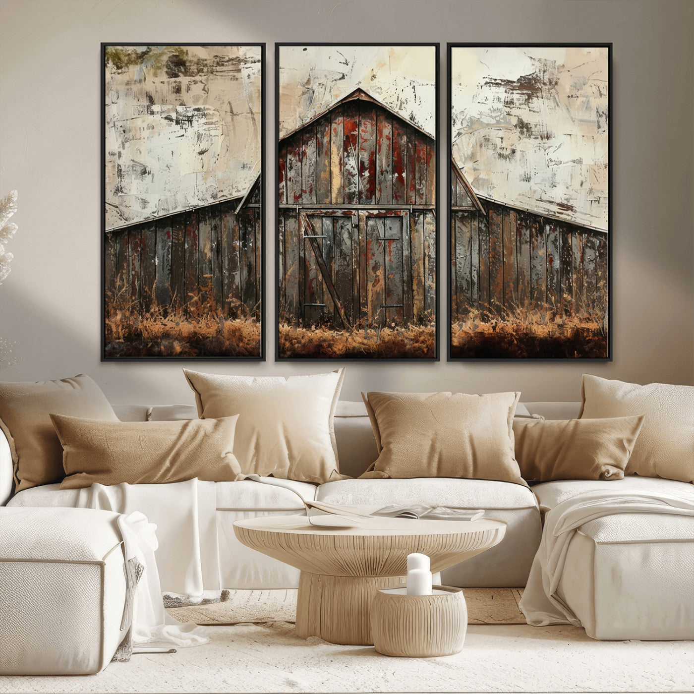 94486-MGV-FC-48X32-3P_Black-Rustic Barn Wall Art | Farmhouse Wall Decor Canvas Print | Ready to Hang Barn Decor for Cabin or