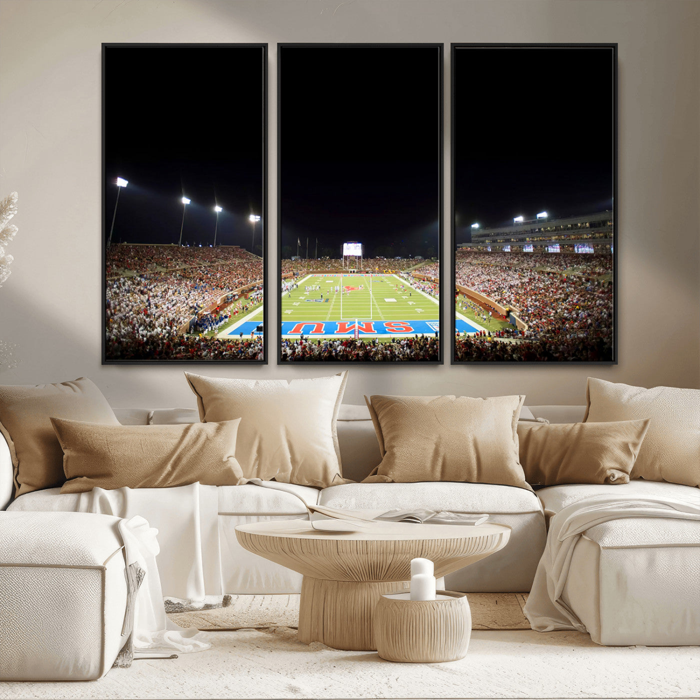 -SMU Mustangs Football Team Print - Dallas Gerald J. Ford Stadium Wall Art Canvas Print