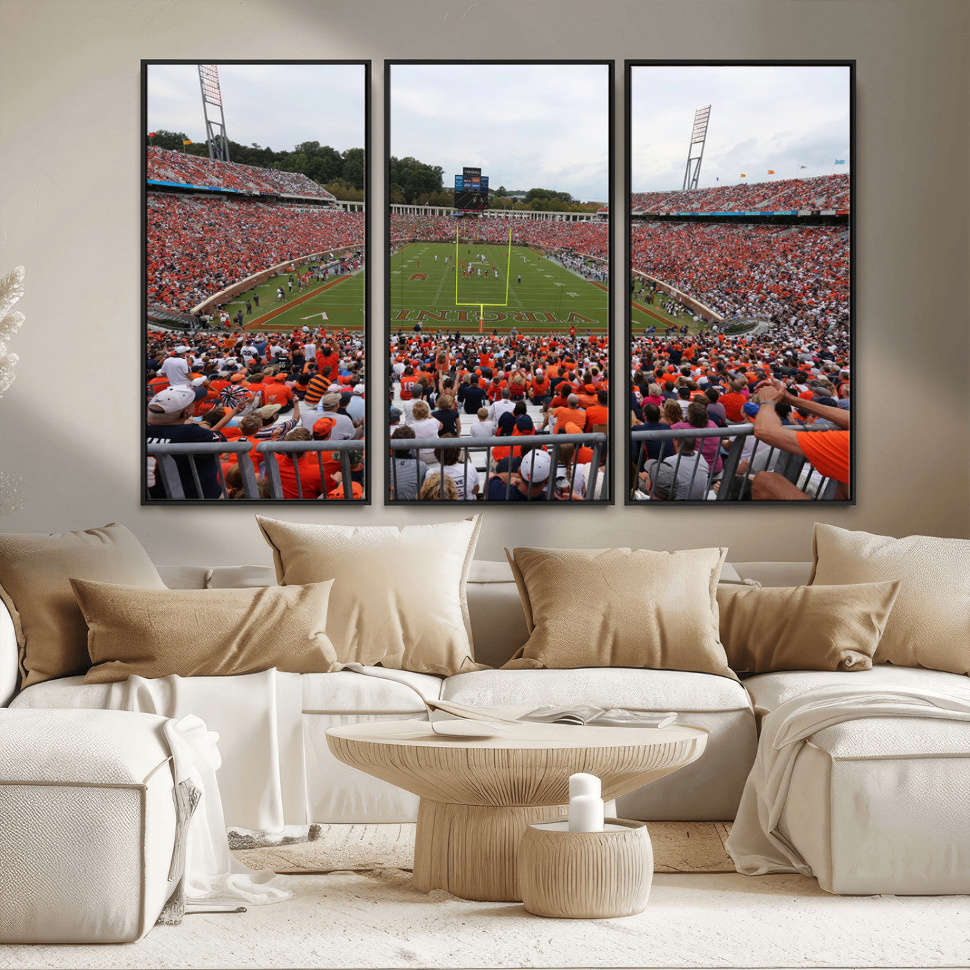 63606-MGV-CV-36X24 - Virginia Cavaliers Football Team Print - Charlottesville Scott Stadium Print Wall Art Canvas