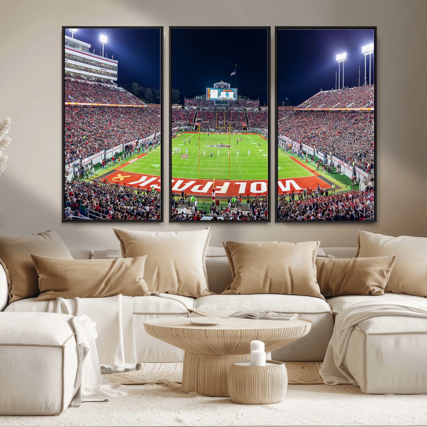 80943-MGV-CV-36X24-Wolfpack Football Team Print - Raleigh Carter-Finley Stadium Wall Art Canvas Print