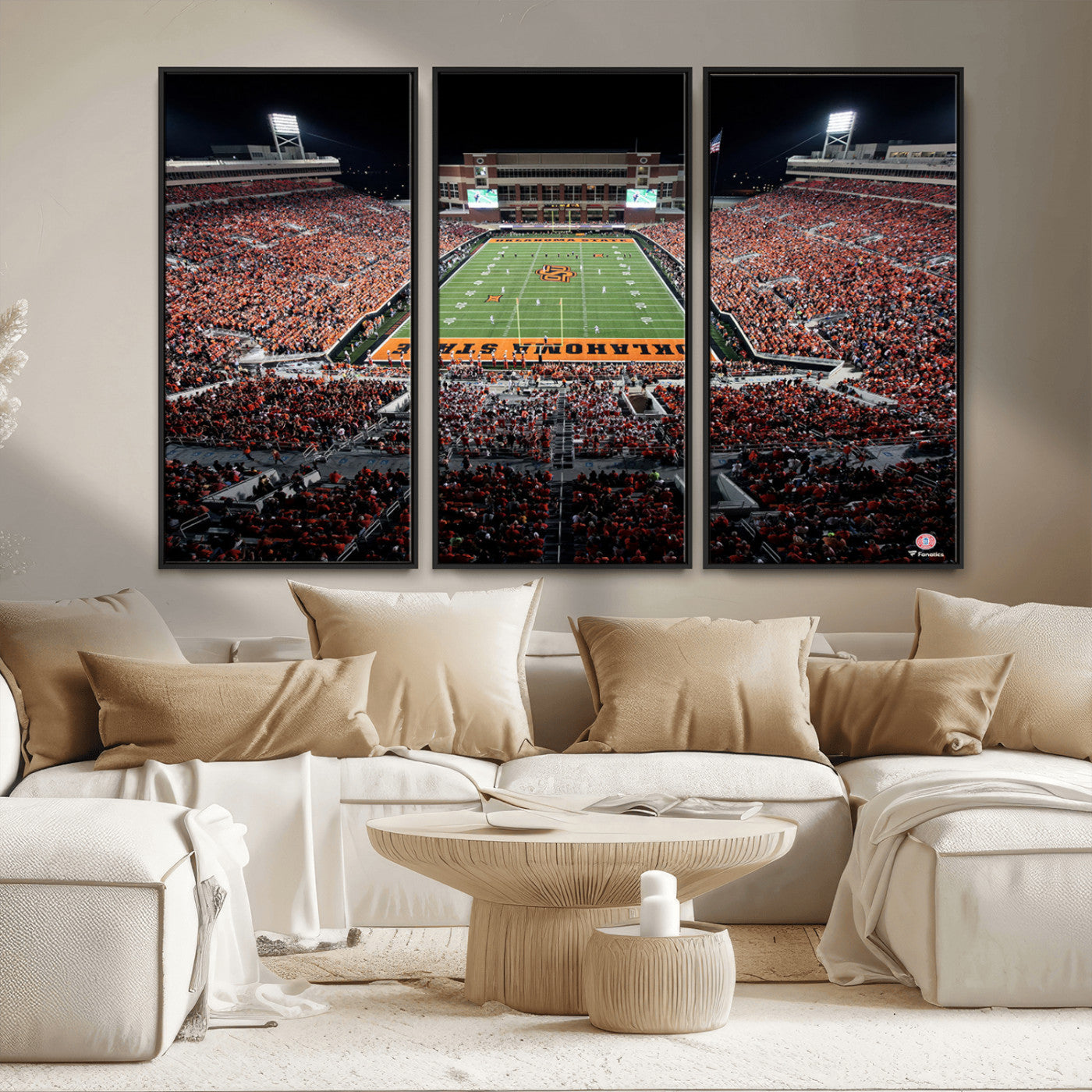 81675-MGV-CV-36X24-Boone Pickens Stadium Wall Art Oklahoma State Cowboys Print Framed Sports Canvas Art for Home, Office, Living Room