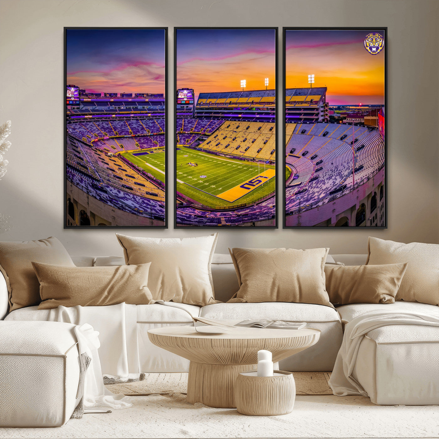 93538-MGV-CV-36X24-The Louisiana State University Tigers Football Team Print - Baton Rouge Tiger Stadium Wall Art