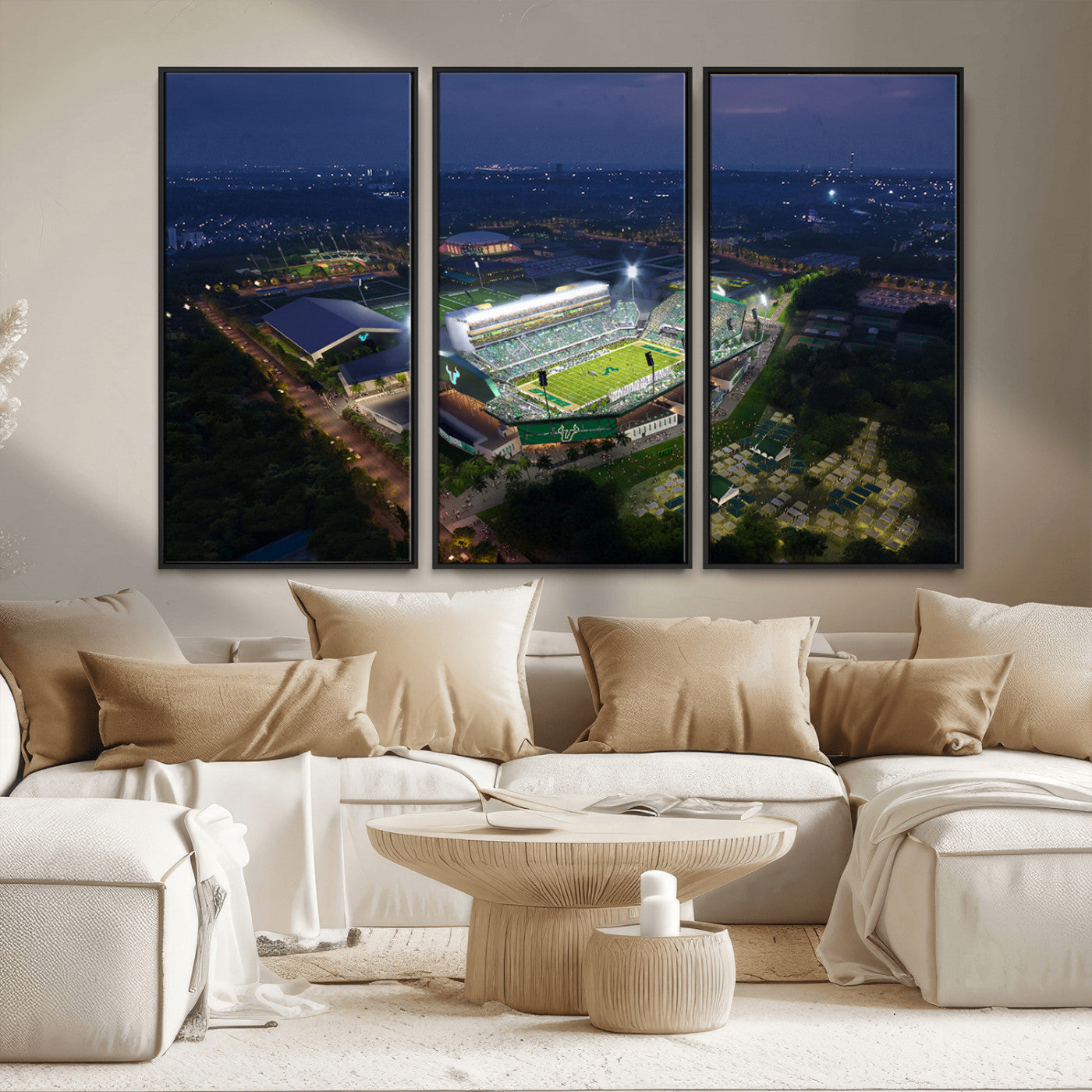 27554-MGV-FC-48X32-3P_Black-The University of South Florida Bulls Football Team Print - Tampa USF Football Stadium Wall Art