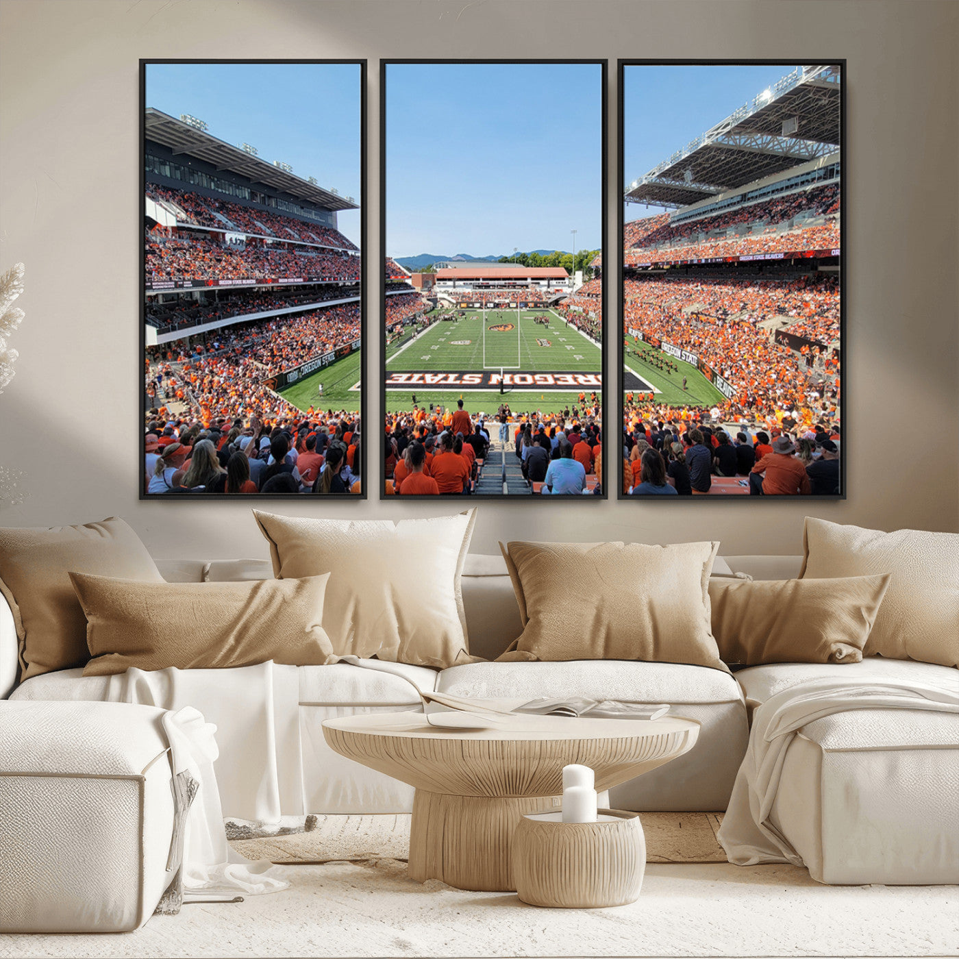 35211-MGV-FC-48X32-3P_Black-Oregon State Beavers Football Team Print - Corvallis Reser Stadium Wall Art Canvas Print