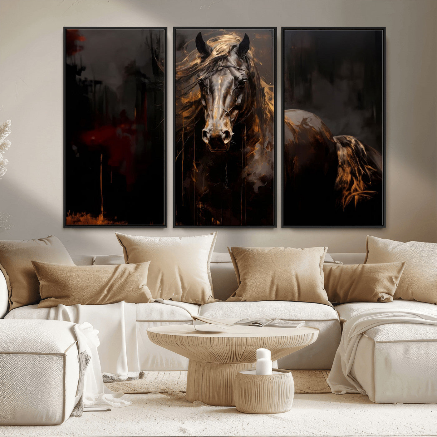 40932-MGV-FC-48X32-3P_Black-Abstract Black Horse Canvas Print for Farmhouse Wall Art | Abstract Equine Wall Art | Western Decor
