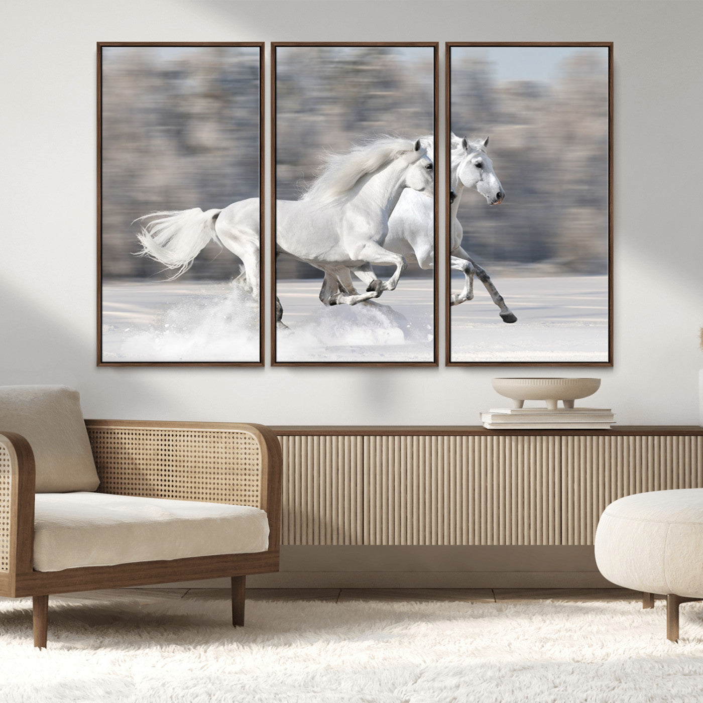 -The White Horses Wall Art, Framed White Horses Wall Art Canvas Print